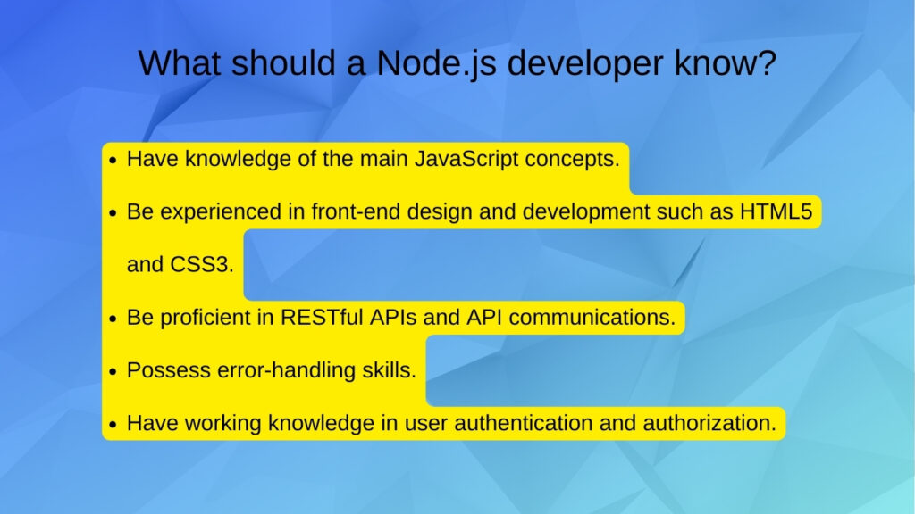 Что должен знать node js разработчик