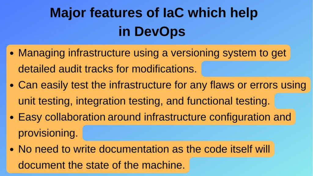 Major features of IaC for DevOps