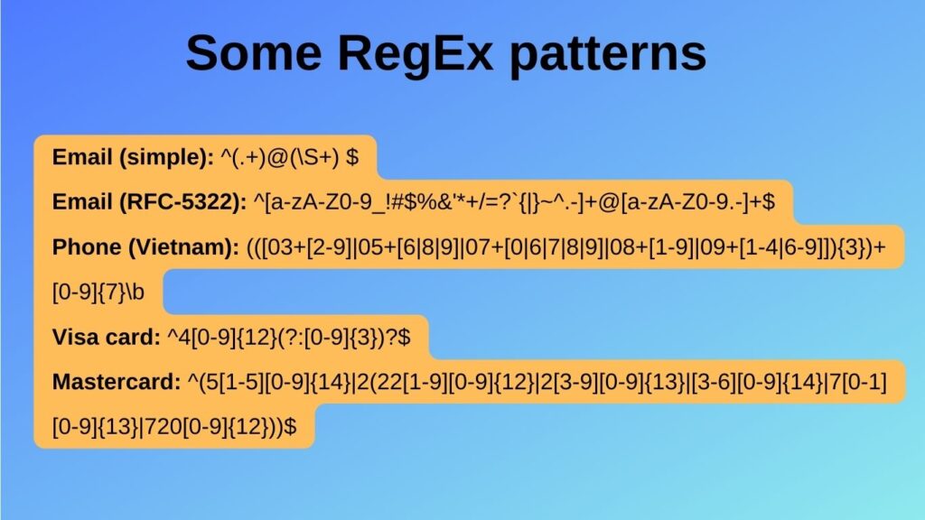 Some RegEx patterns